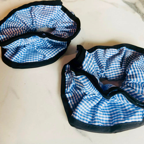 Baby Blue Checkered Jumbo Scrunchie