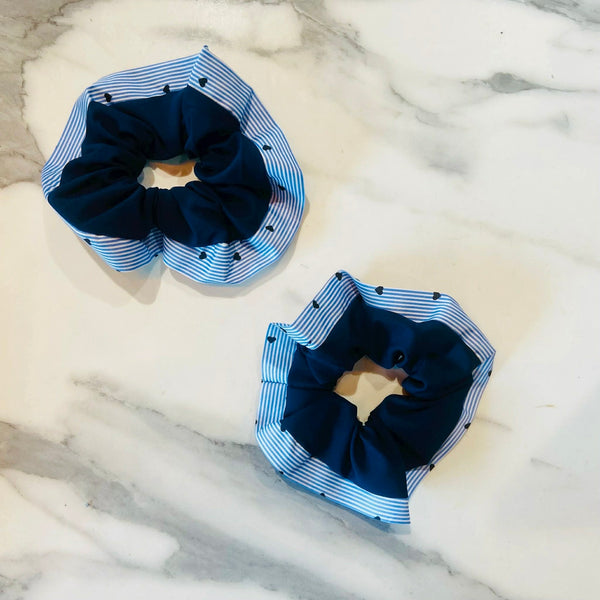Two Tone Blue Jumbo Scrunchie