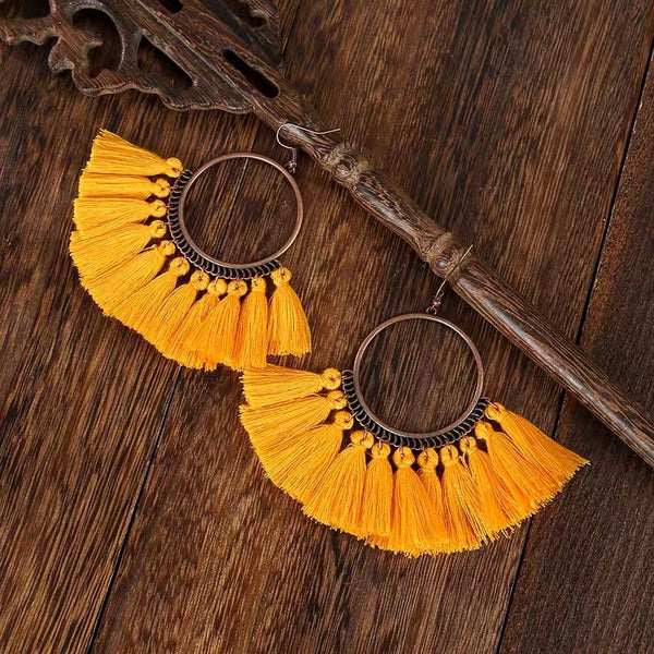 Large Colourful Tassel Earrings