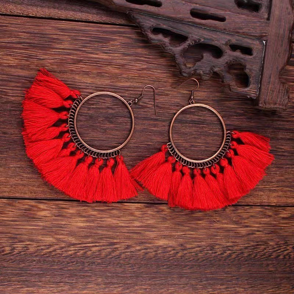 Large Colourful Tassel Earrings