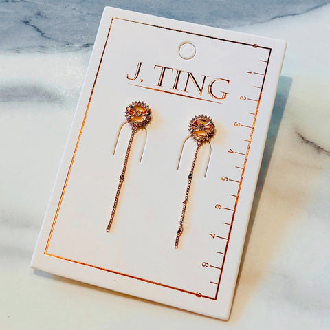 Bow In The Hoop with Chain Earrings - Rose Gold