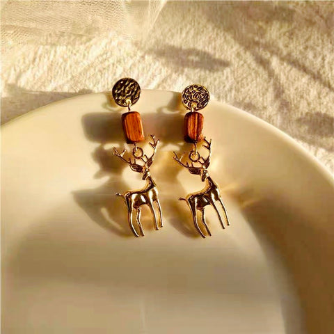 Gold Reindeer Earrings