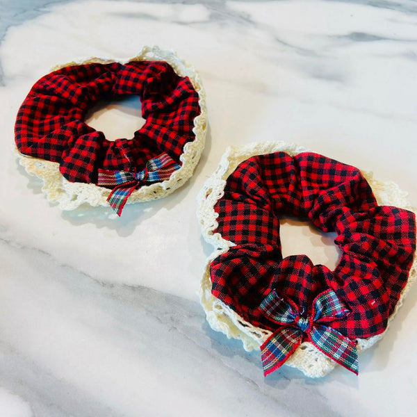 Red and Black Checkered Scrunchie