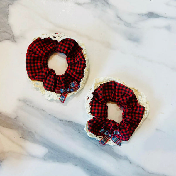 Red and Black Checkered Scrunchie