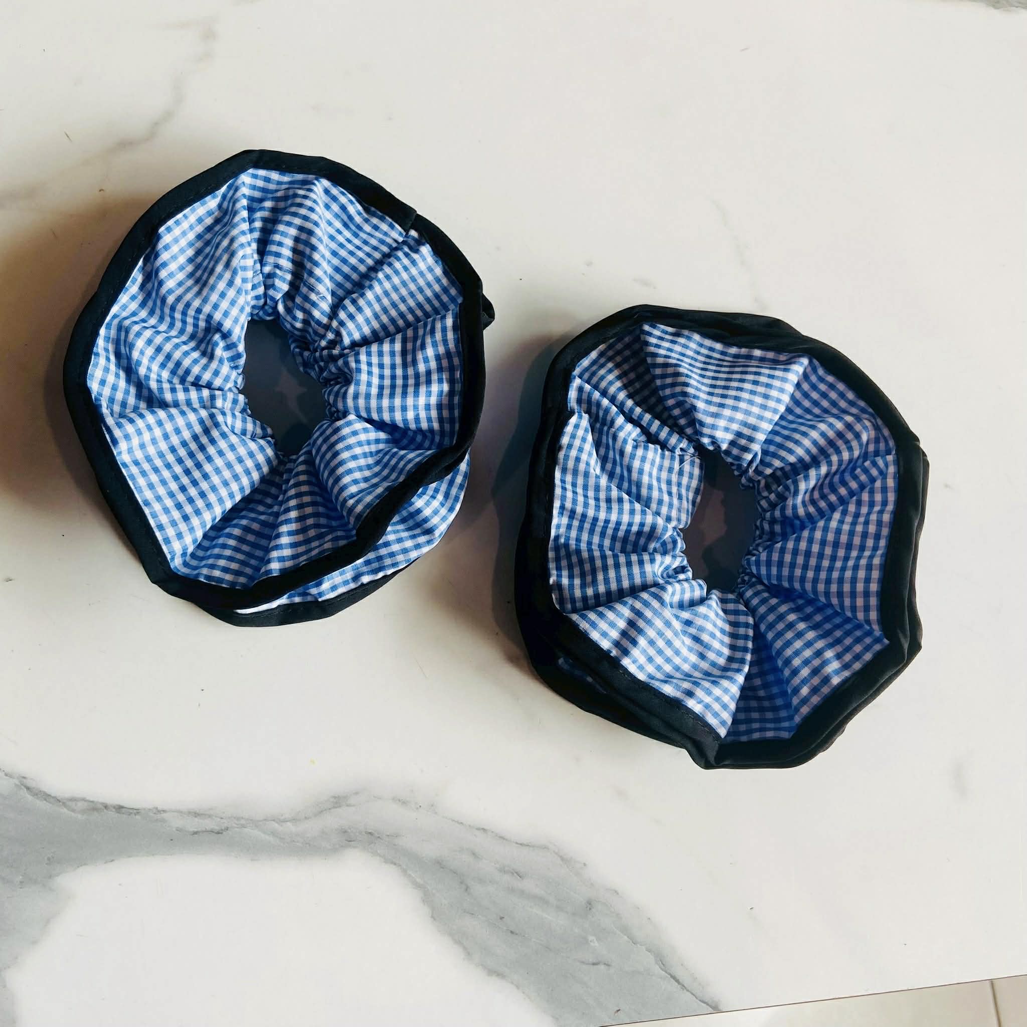 Baby Blue Checkered Jumbo Scrunchie