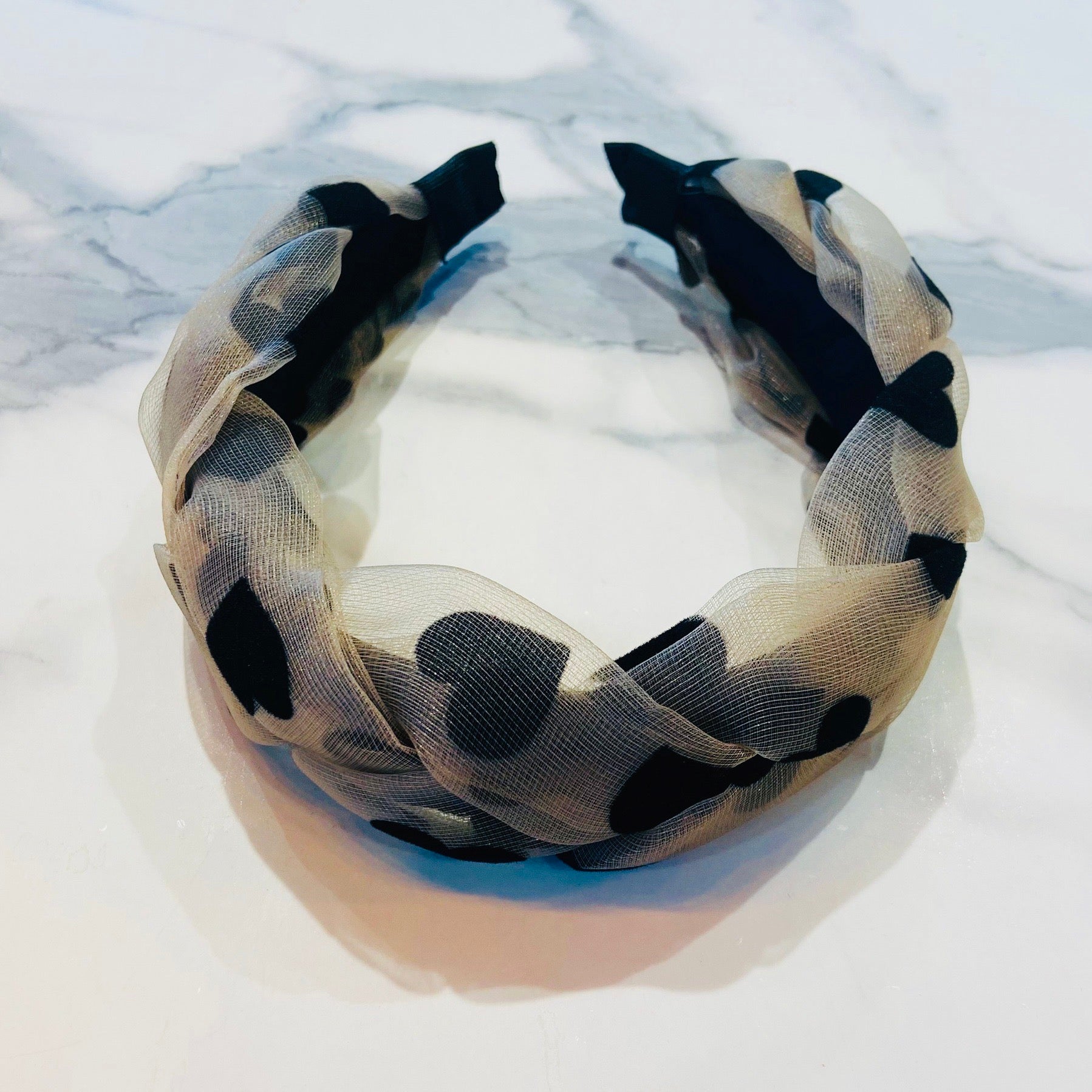 Beige and Black Heart Headband