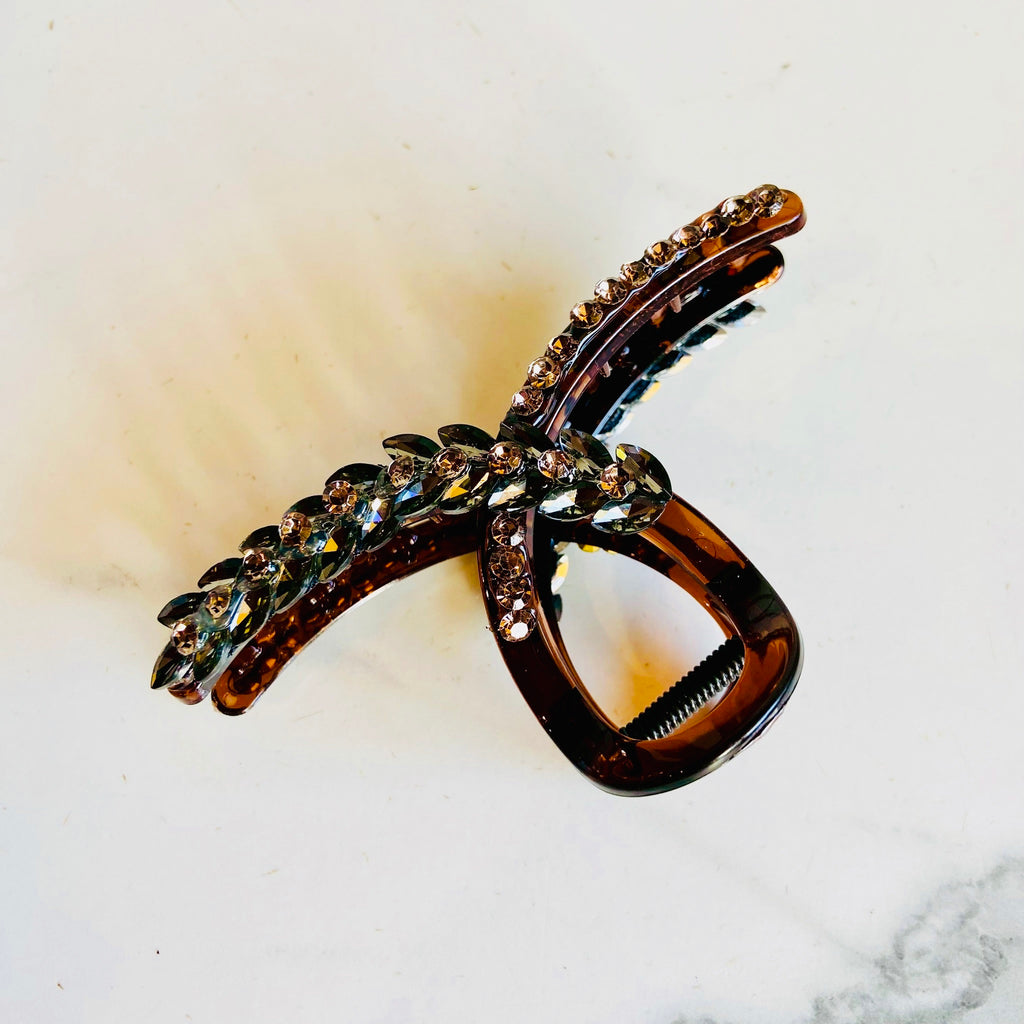 Black Jewelled Leaf Hair Claw