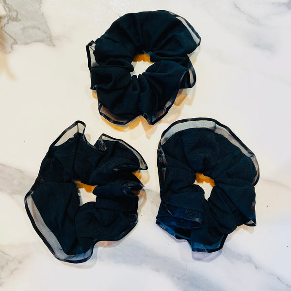 Black Sheer Jumbo Scrunchie
