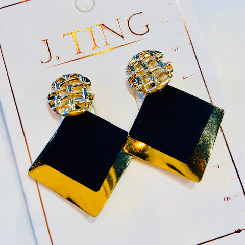 Black & Gold Geometric Earrings