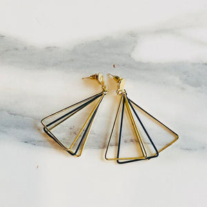 Black & Gold Triangular Earrings