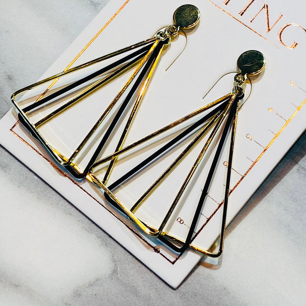 Black & Gold Triangular Earrings