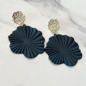 Black and Gold Lilypad Earrings