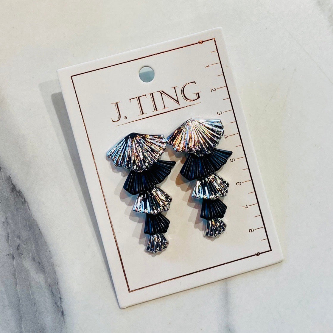 Black and Silver Shell Dangle Earrings