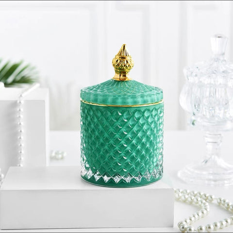 Green - Geo Cut Diamond Empty Jar