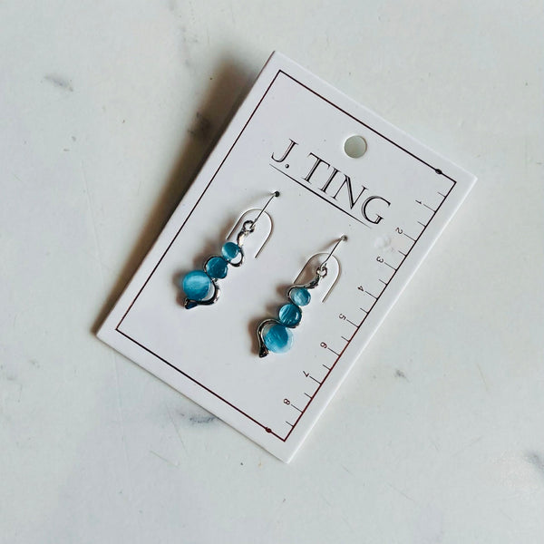 Blue Iridescent Orb Earrings