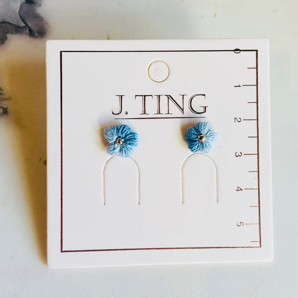 Blue Petal Thread Earring