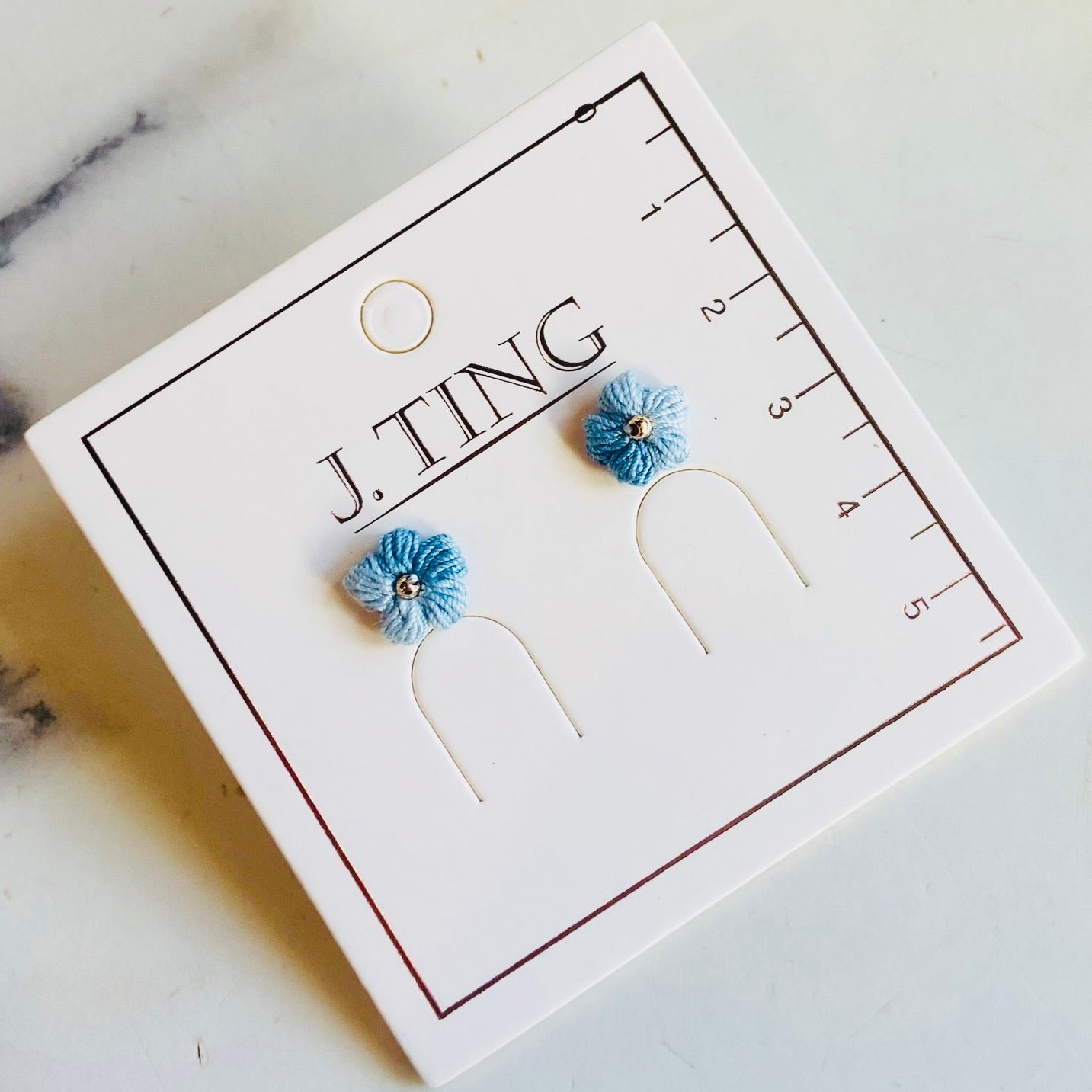 Blue Petal Thread Earring