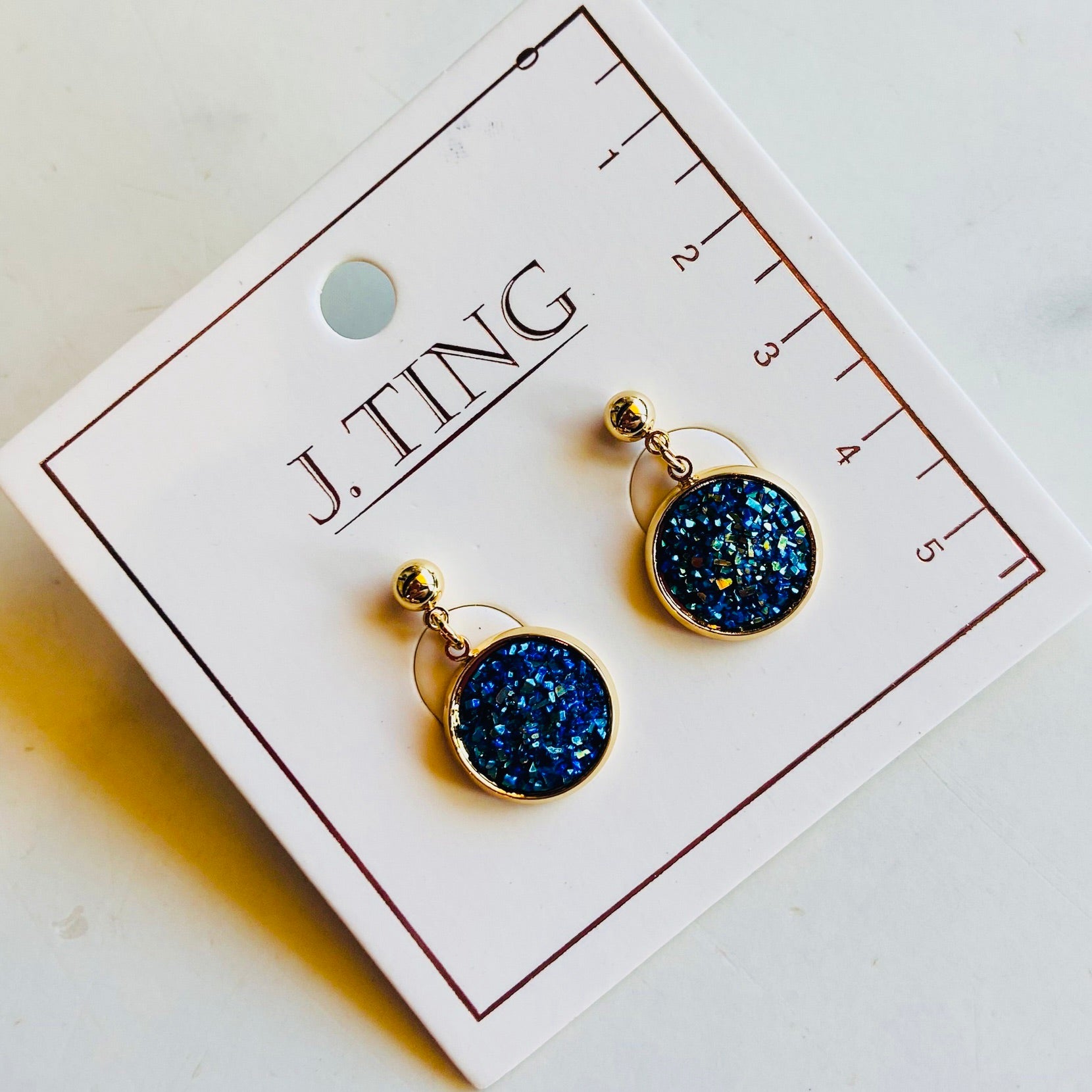 Blue Sequin Dangly Earrings