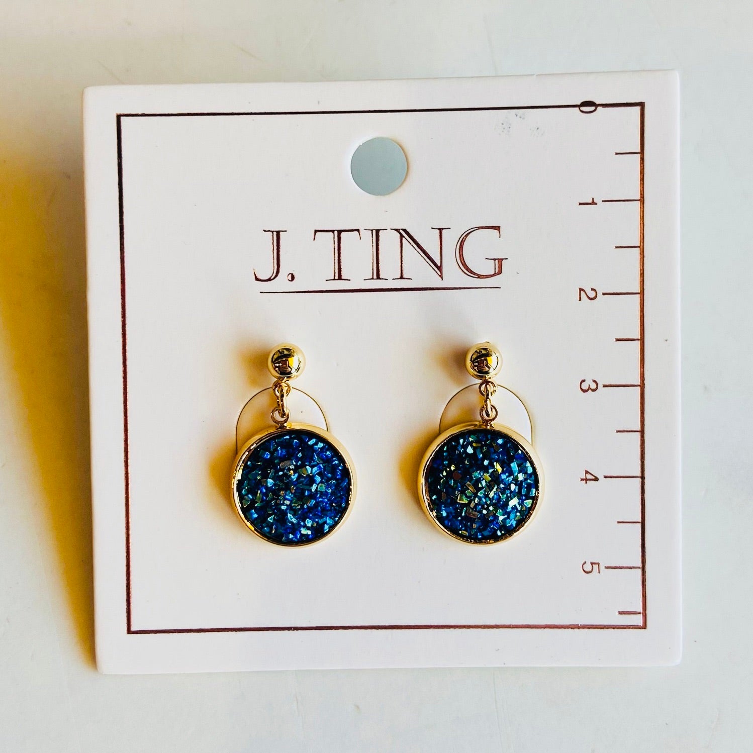 Blue Sequin Dangly Earrings