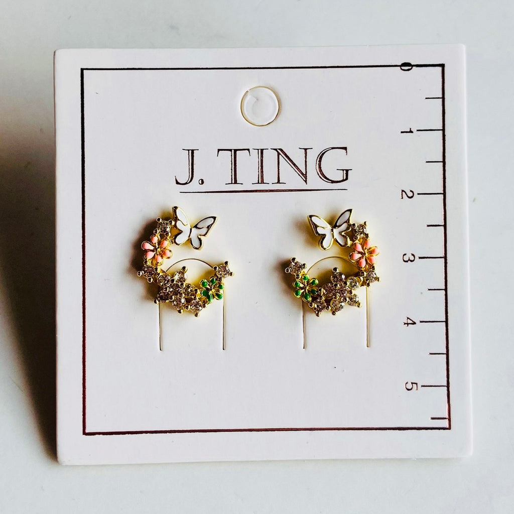 Butterfly Flower Wreath Earrings