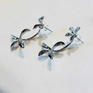 Chrome Leaf Dangly Earrings