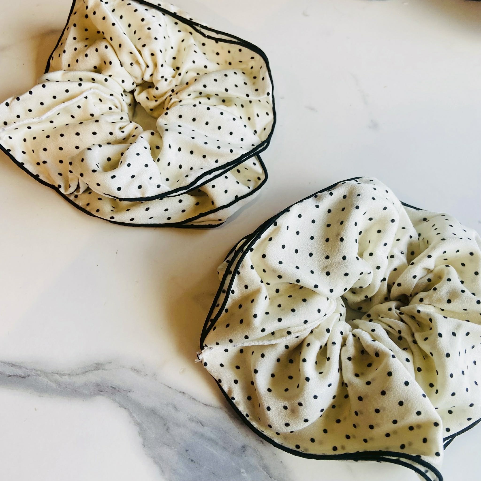 Cream Black Polka Dot Jumbo Scrunchie