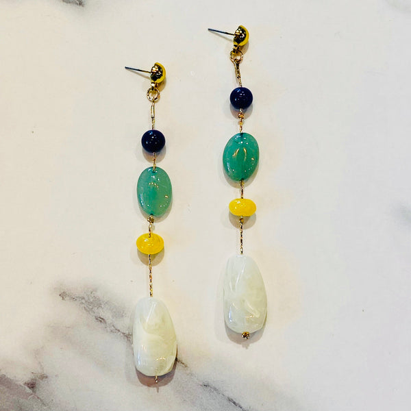 Creme Gemstone Earrings