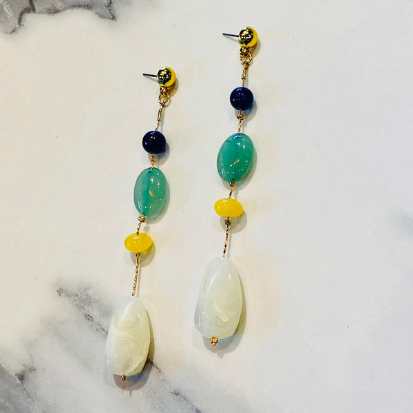 Creme Gemstone Earrings