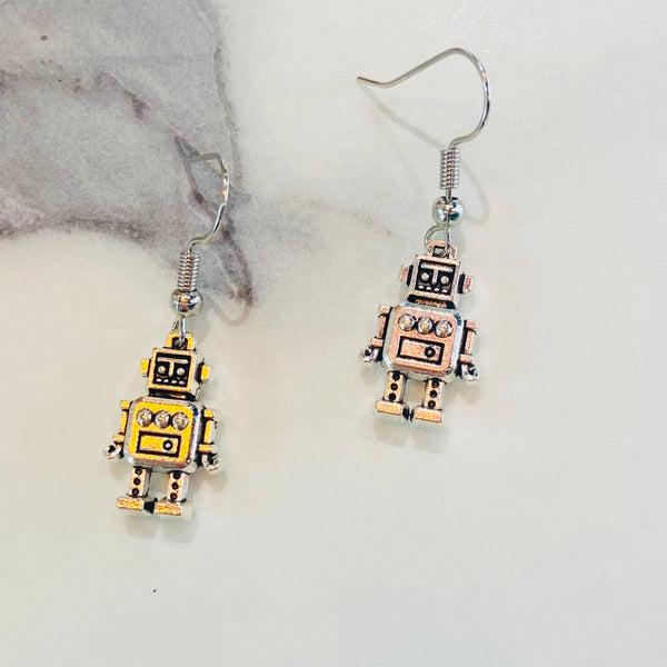 Dangling Robot Earrings