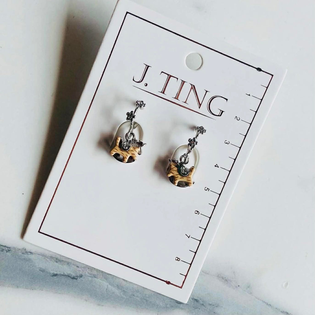 Hoop Hanging Rocking Pony Earrings