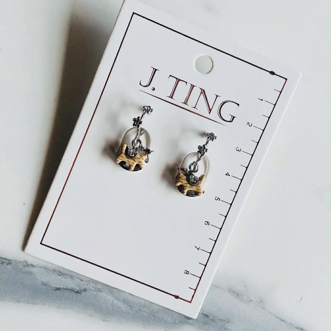 Hoop Hanging Rocking Pony Earrings