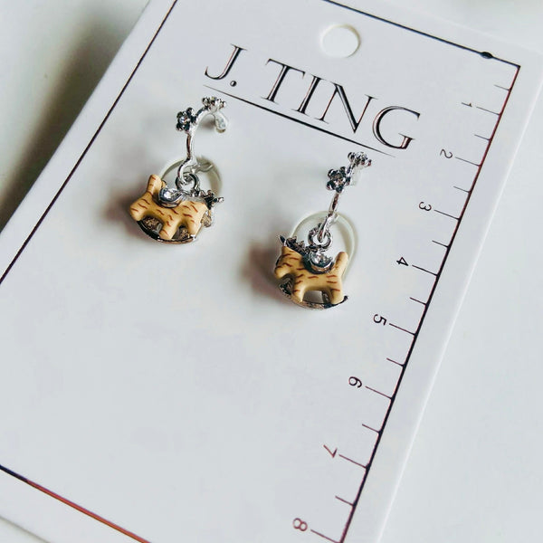 Hoop Hanging Rocking Pony Earrings