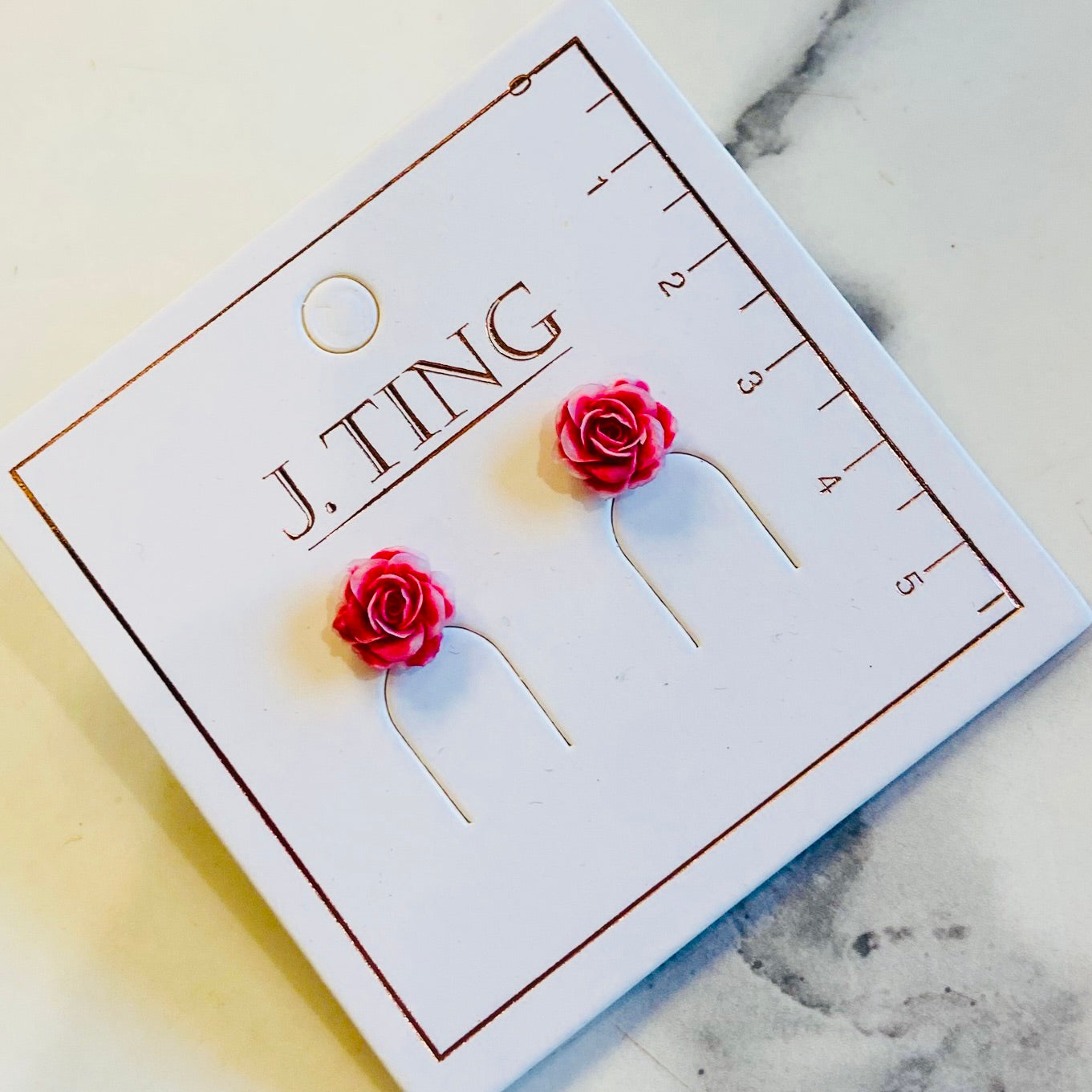Dark Pink Rose Earrings