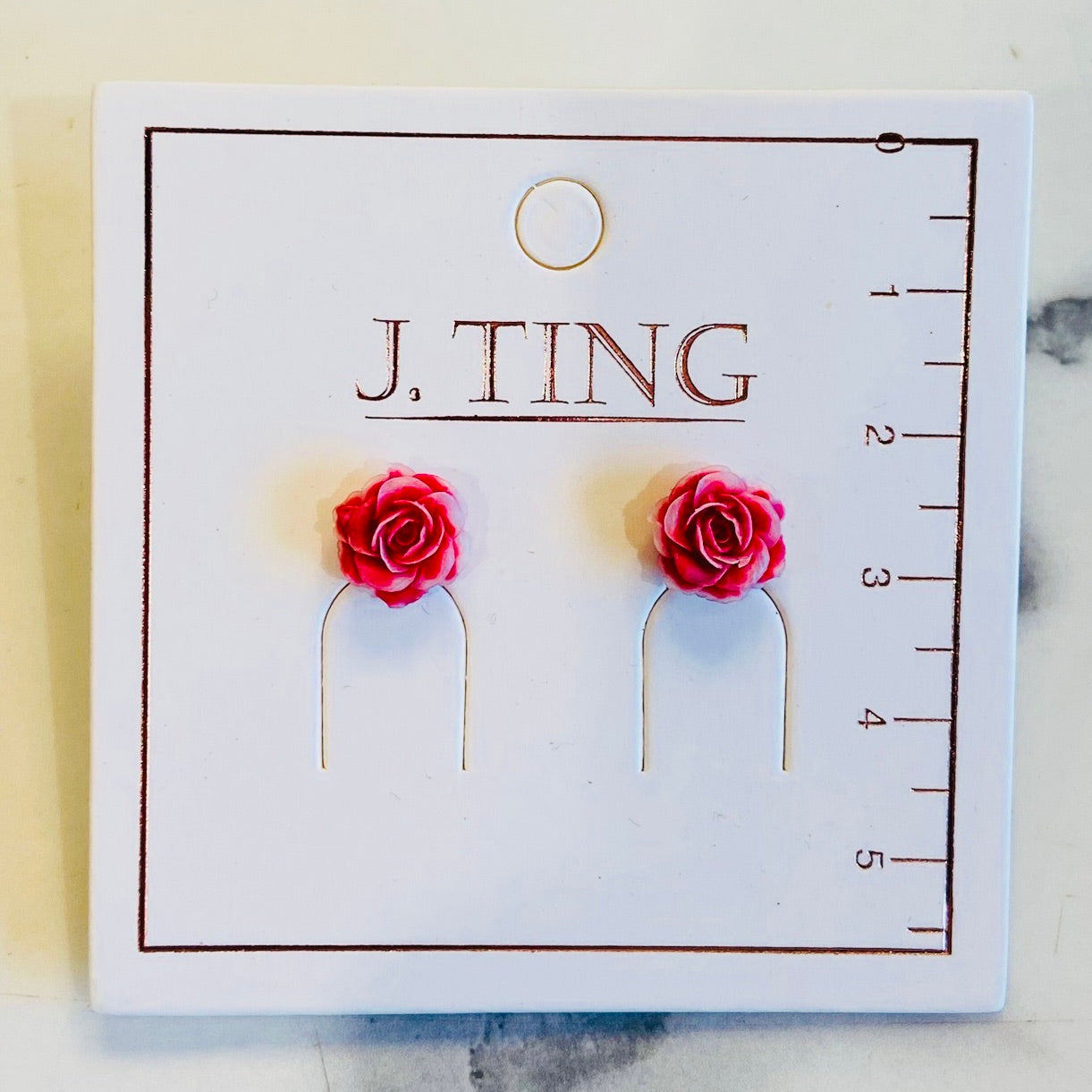 Dark Pink Rose Earrings