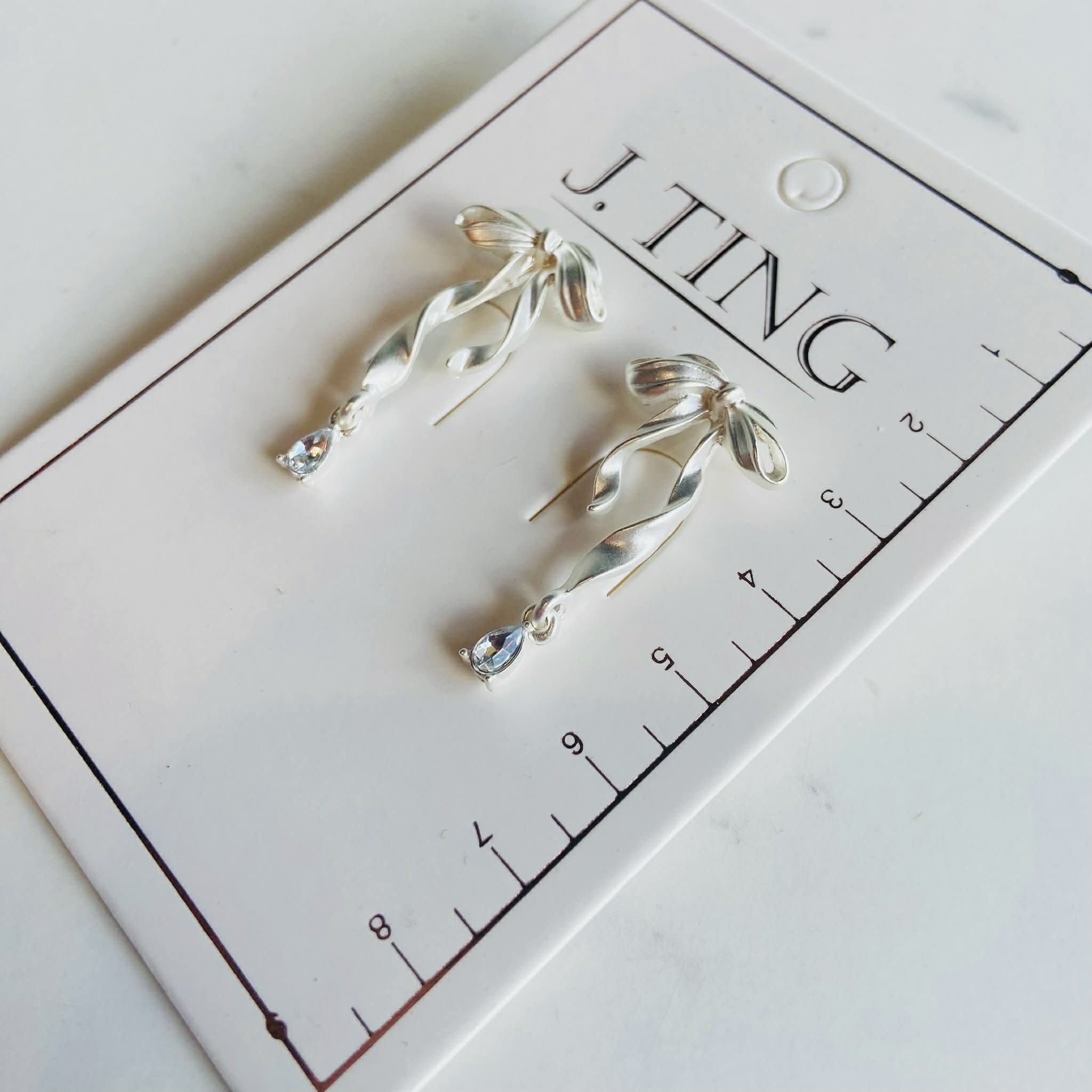 Diamond Drop Bow Earrings