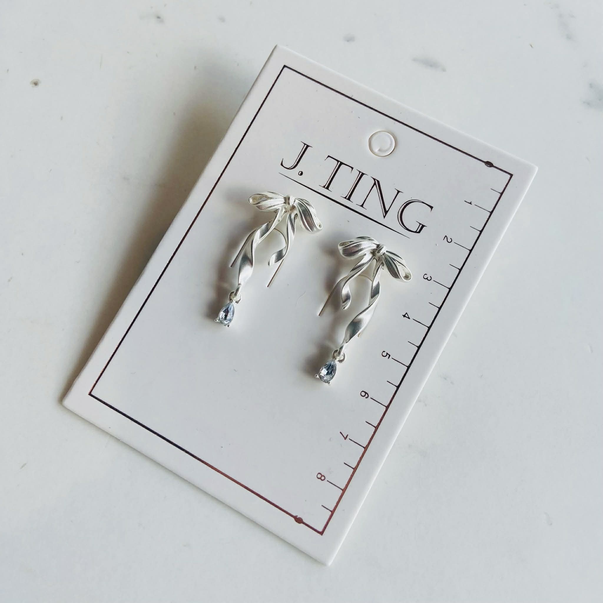 Diamond Drop Bow Earrings