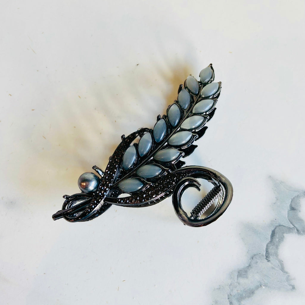 Dusk Pearl Feather Hair Claw