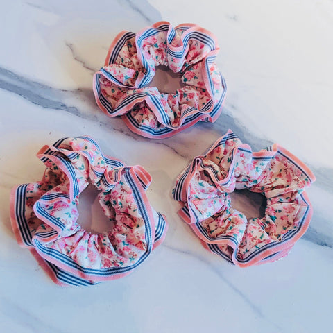 Floral Baby Pink Jumbo Scrunchie