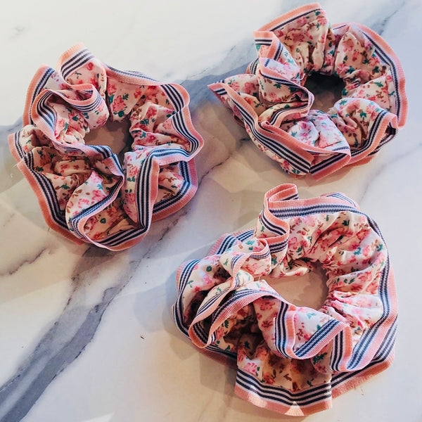 Floral Baby Pink Jumbo Scrunchie