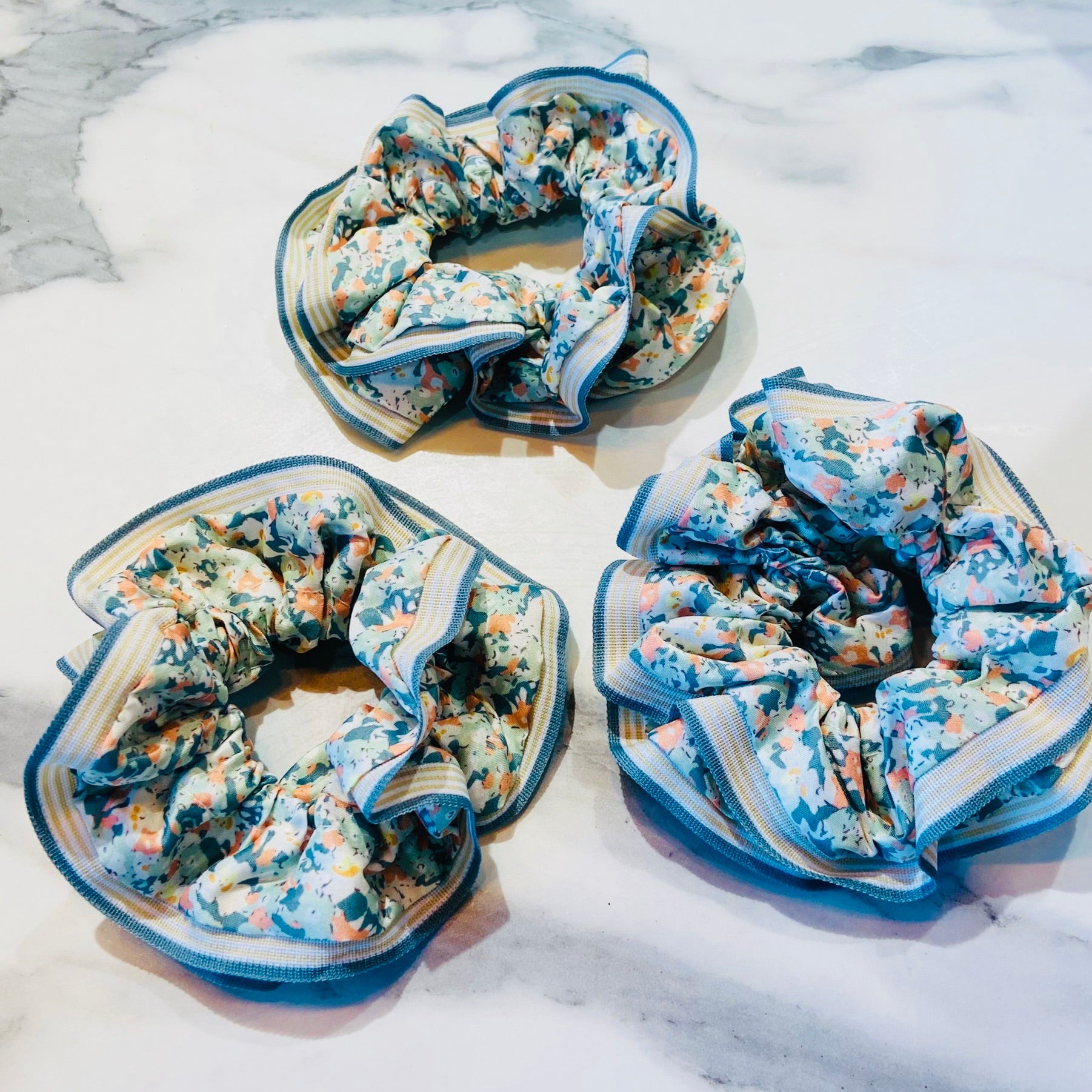 Floral Green Jumbo Scrunchie