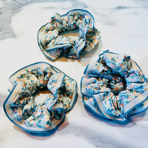 Floral Green Jumbo Scrunchie