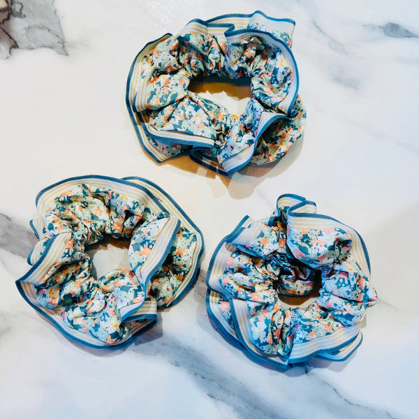 Floral Green Jumbo Scrunchie