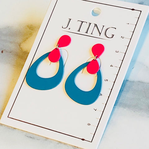 Funky Pink & Blue Earrings