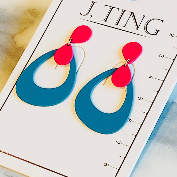 Funky Pink & Blue Earrings