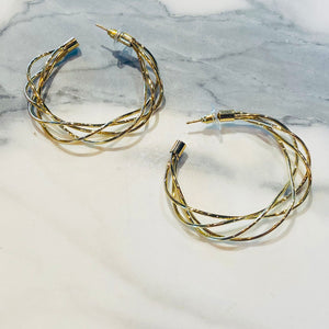 Gold Twisted Hoop Earrings