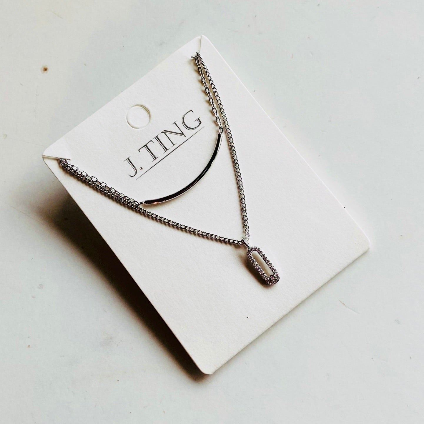 Layered Pendant Silver Necklace