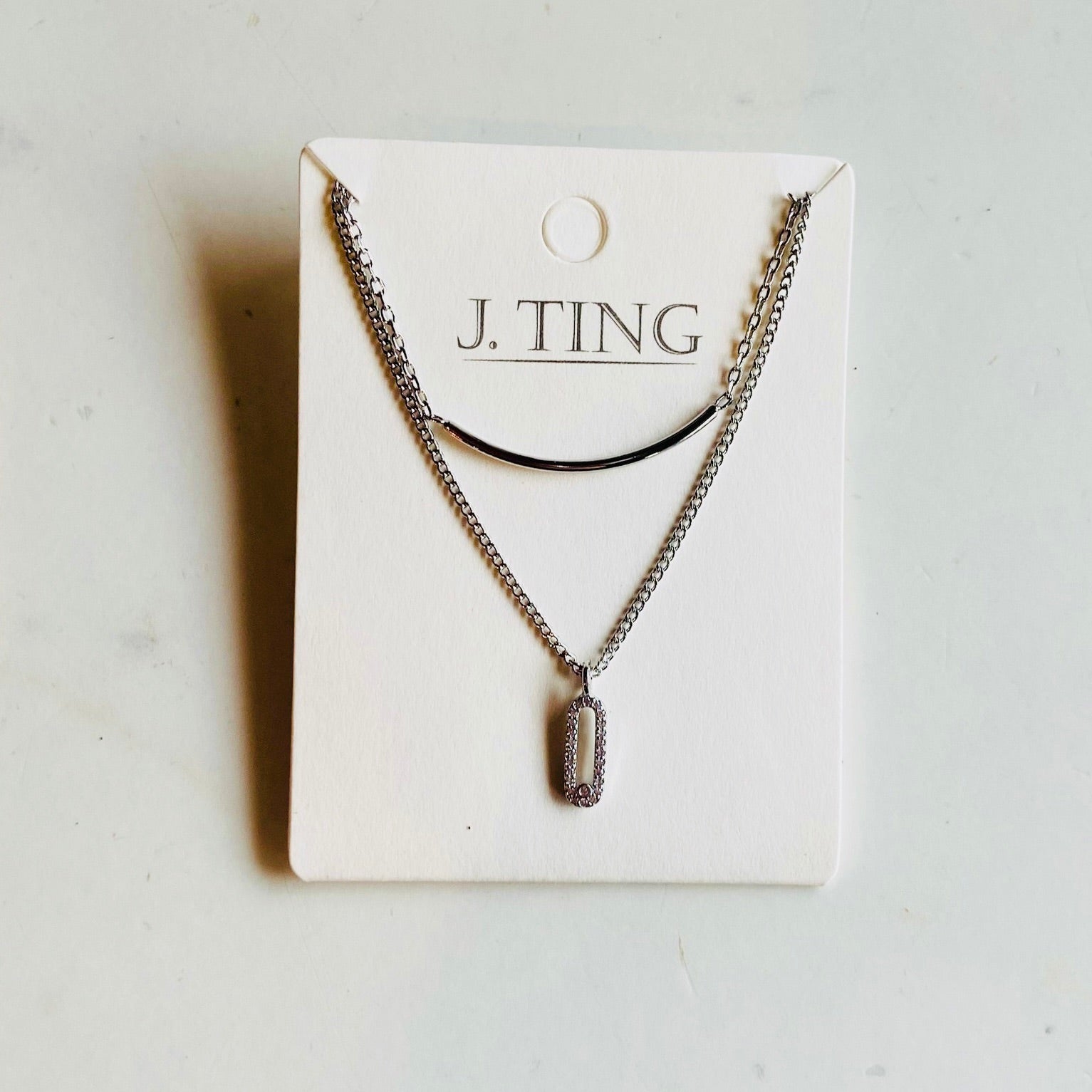 Layered Pendant Silver Necklace