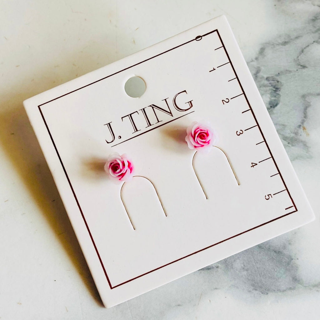 Light Pink Rose Earrings