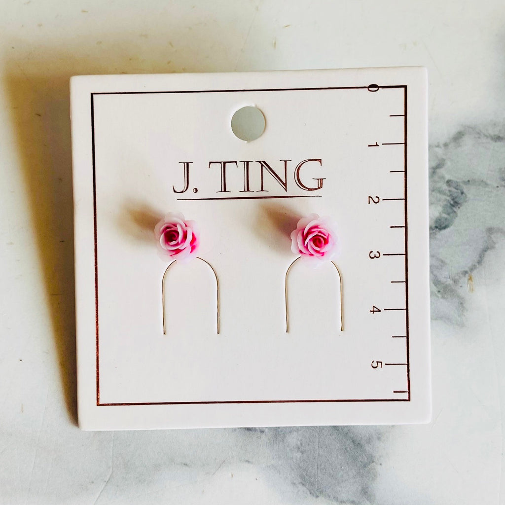 Light Pink Rose Earrings