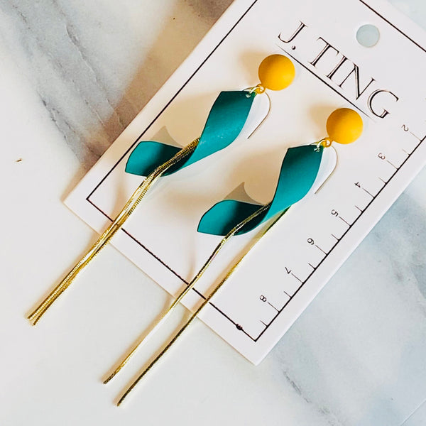 Marigold Spiral Tassel Earrings